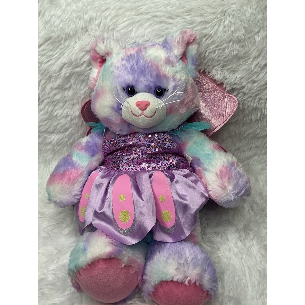 Build A Bear Multicolor Cat with Butterfly Wing Outfit stuffed plush